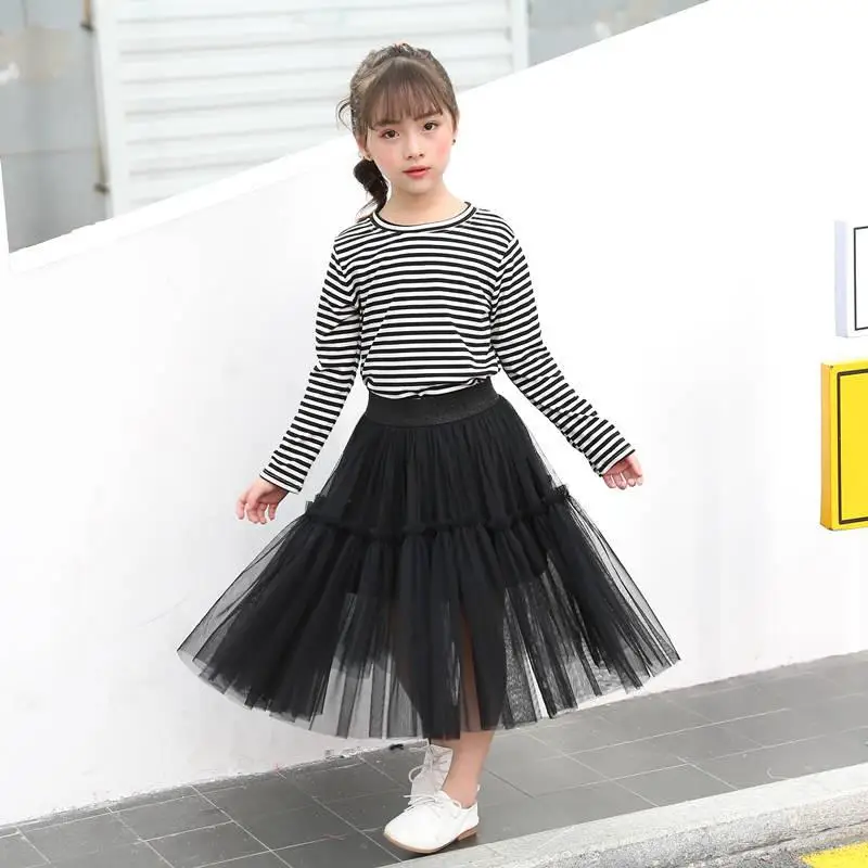 2019 Fashion Teens Girls Tutu Mesh Patchwork Skirts Children Fold Puff Princess Long Skirt Kids Birthday Party Q438 | Мать и ребенок