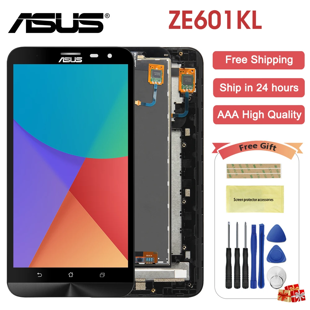 6 ''ЖК-дисплей сенсорный экран для Asus ZenFone 2 Laser ZE601KL 601KL Z011D панель дигитайзер с рамкой полная сборка Замена