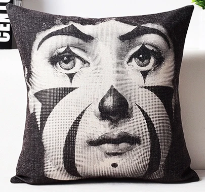 23 Fornasetti живопись лицо художественная Подушка Чехлы Европейский Винтаж красота лица глаза губы подушка «Корона» Чехол диван льняная наволочка - Цвет: 23