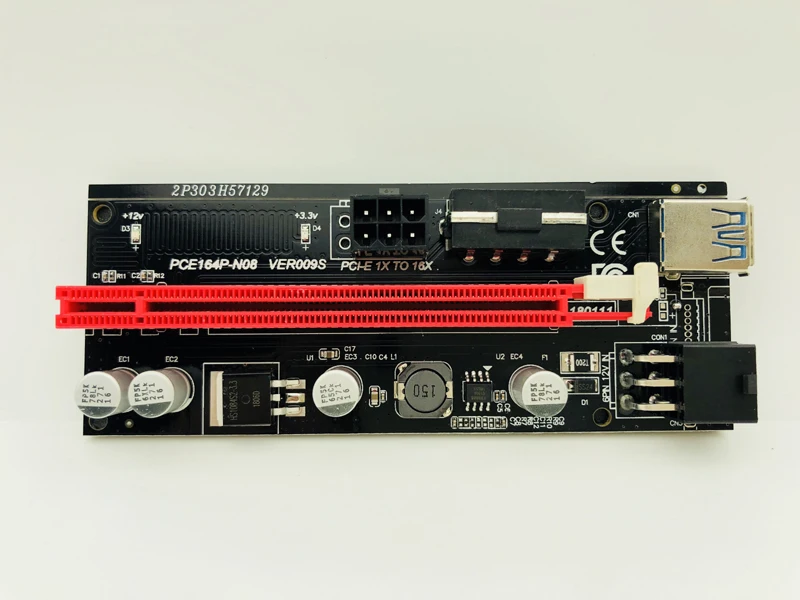 Двойной светодиодный кабель VER009S PCI E 6 шт. Riser Card 009S Express 1X к 16X 0 м USB 3 6Pin Molex Power для