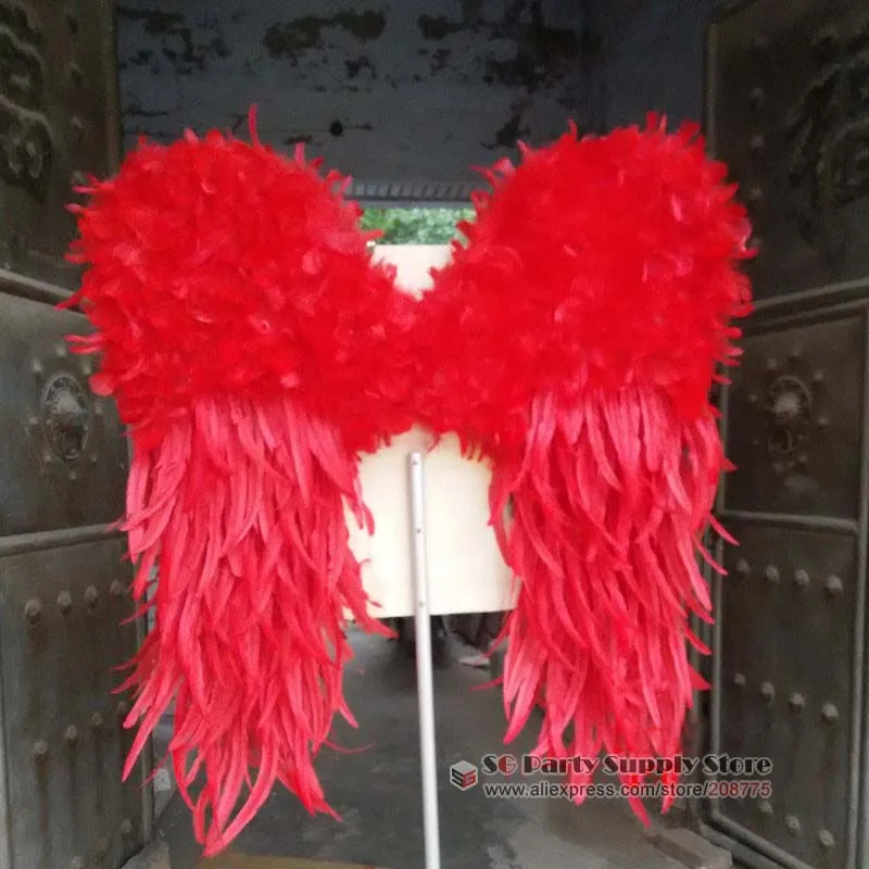 Large luxury beautiful Red feather angel wings COS game supply party stage show Displays shooting props EMS free shipping | Дом и сад