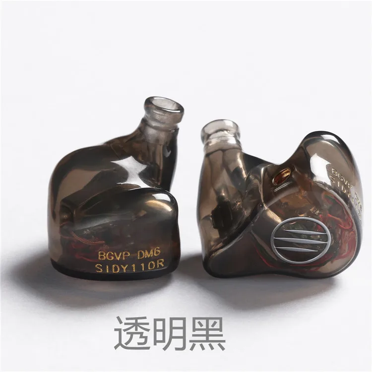 Transparent black BGVP DM6 5BA IEM в ухо наушники Audiophile HiFi мониторы Внутриканальные наушники MMCX 6N 8 жильный кабель - Цвет: Transparent black