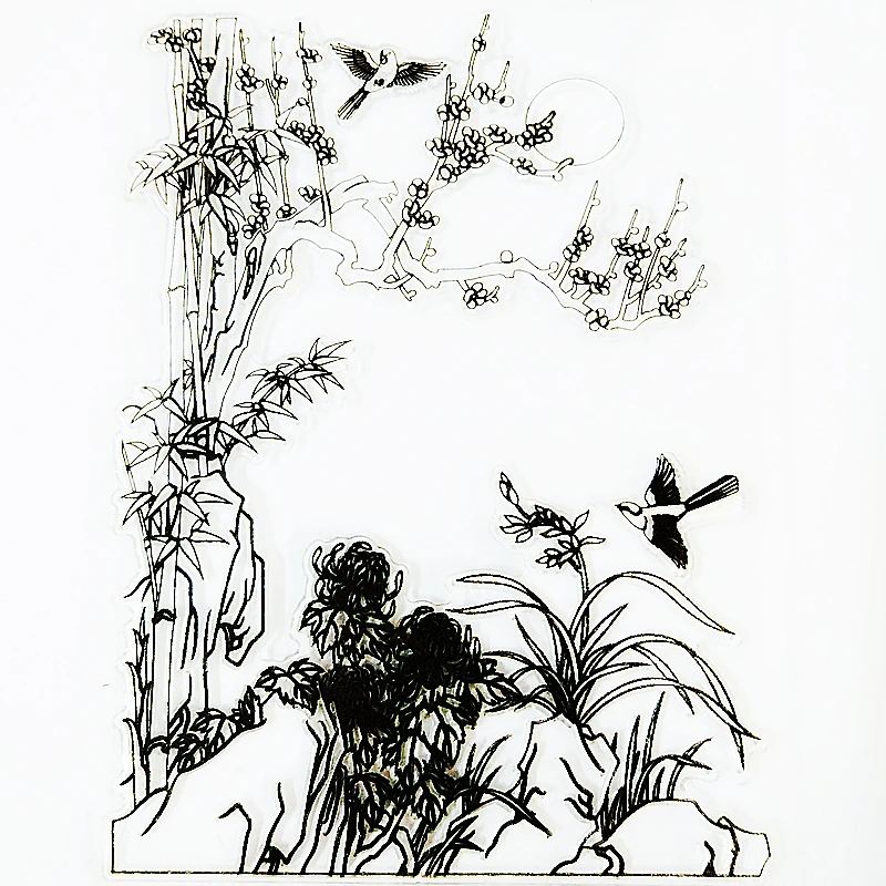 

YLCS204 Flowers Silicone Clear Stamps For Scrapbook DIY Album Paper Cards Decoration Embossing Folder Craft Rubber Stamp 11*16cm