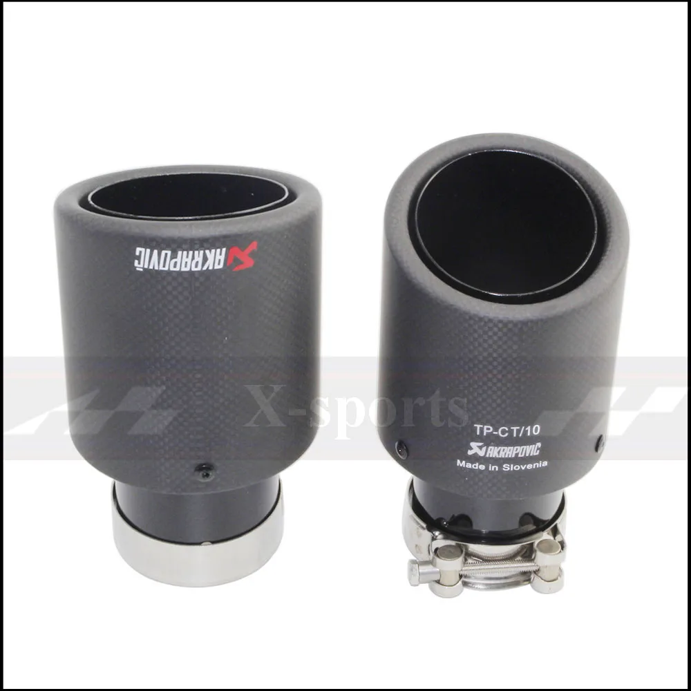 Akrapovic углеродное волокно Матовый Автомобиль Стайлинг выхлопная система глушитель наконечник трубы обжимной Универсальный черный отделка из нержавеющей стали