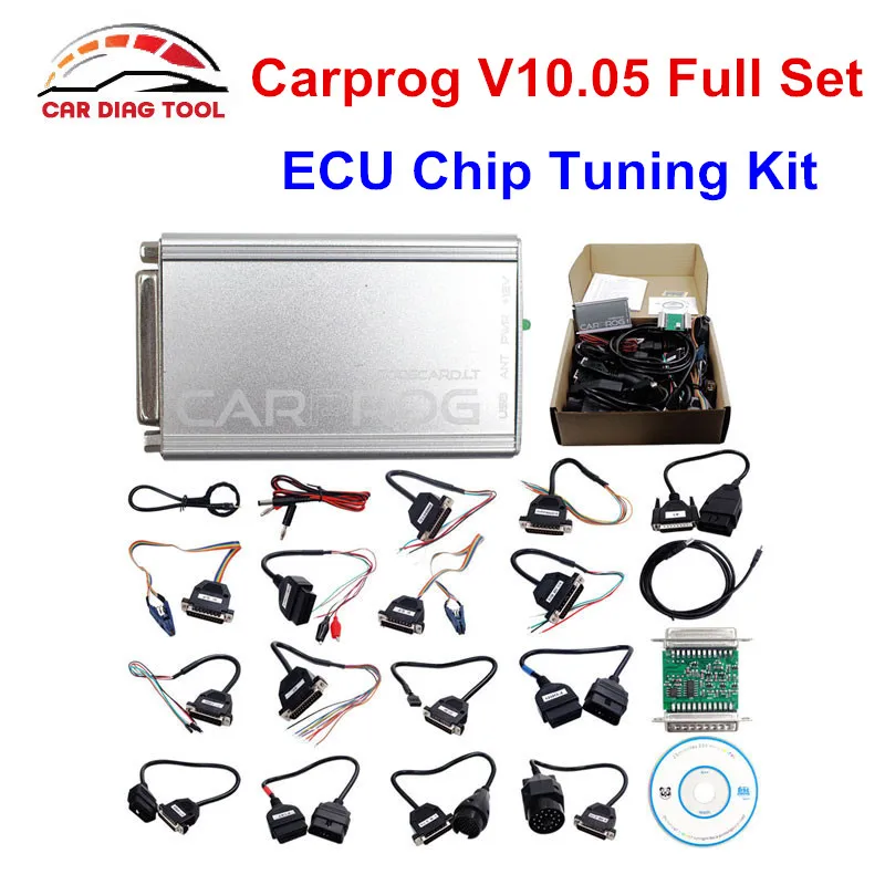 2018 Carprog Полный V10.05 с 21 Адаптеры автомобилей Prog 10 05 ЭКЮ Chip тюнинг набор