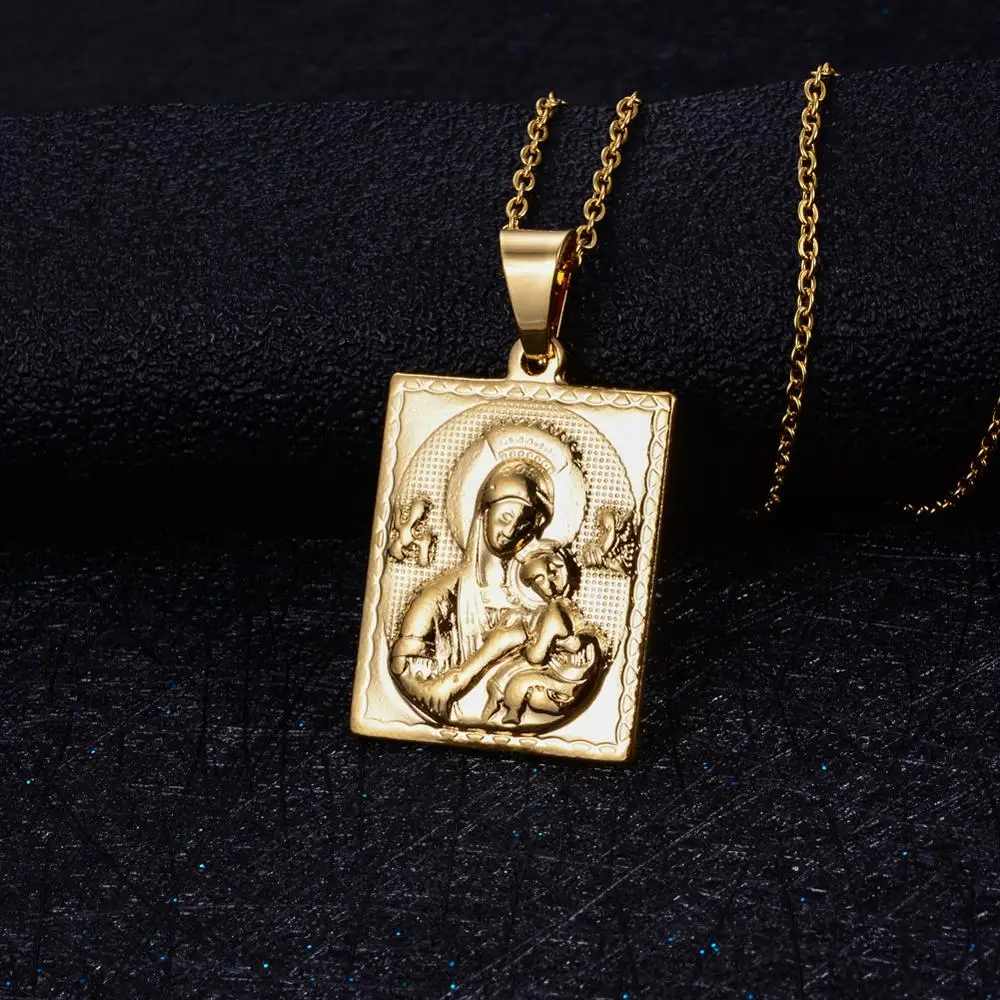 Женское Ожерелье с кулоном Annayoyo Virgin Mary Серебряное/золотое ювелирное изделие