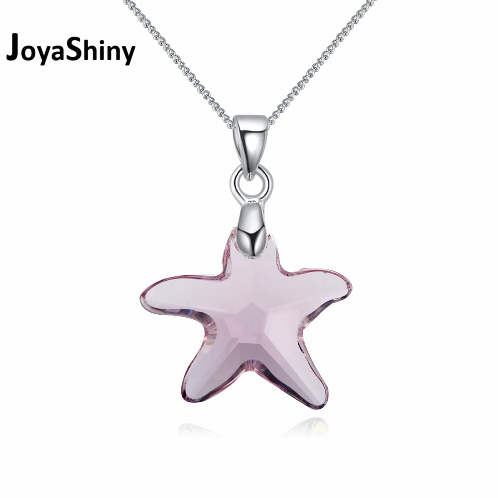 Joyashiny колье с кристаллами Swarovski кулон в виде морской звезды цепочка родиевым