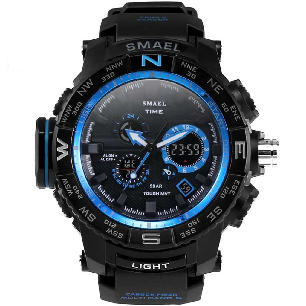 

Outdoor Sports Guide Scale Double Display Dial Multi-Function Electronic Watch relogio masculino reloj hombre