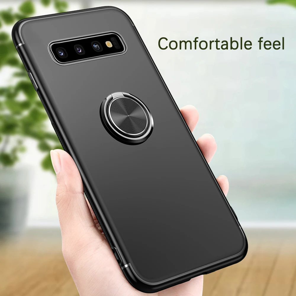 Eqvvol подставка с магнитным кольцом чехол для samsung Galaxy S9 S10 PLus S10e полный TPU Мягкий