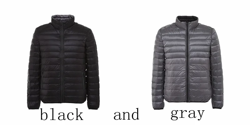 black and gray NewBang брендовый мужской пуховик, ультра легкий пуховик, мужская осенне-зимняя двухсторонняя пуховая Двусторонняя пуховая куртка, двусторонний светильник, теплая парка - Цвет: black and gray