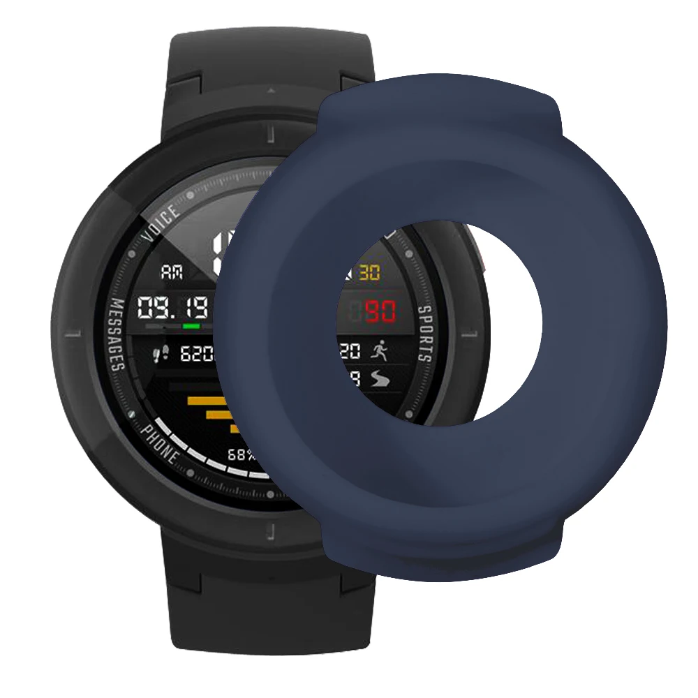 Синий Bakeey защитный чехол для Amazfit Verge Смарт-часы Мягкие силиконовые красочные Взрывозащищенный протектор Аксессуары для часов - Цвет: Синий