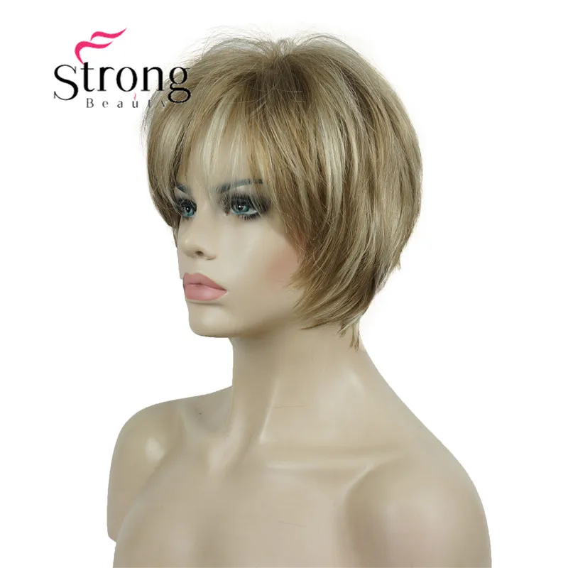 StrongBeauty короткий слоистый блондин Толстый Пушистый полный синтетический парик Тепло ОК