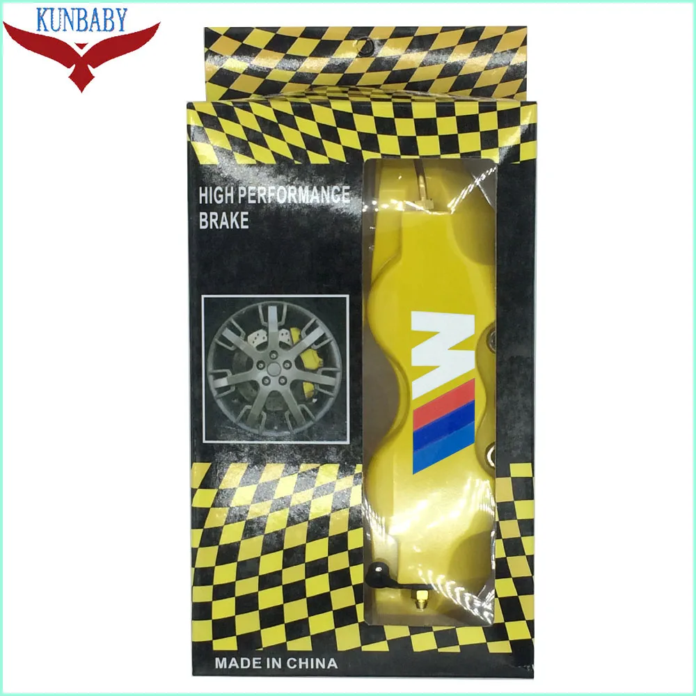 Yellow KUNBABT ABS пластик с белым M/логотип дисковый тормозной суппорт Чехлы размеры L/M/S для B MW Модель 3 стайлинга автомобилей - Название цвета: Yellow