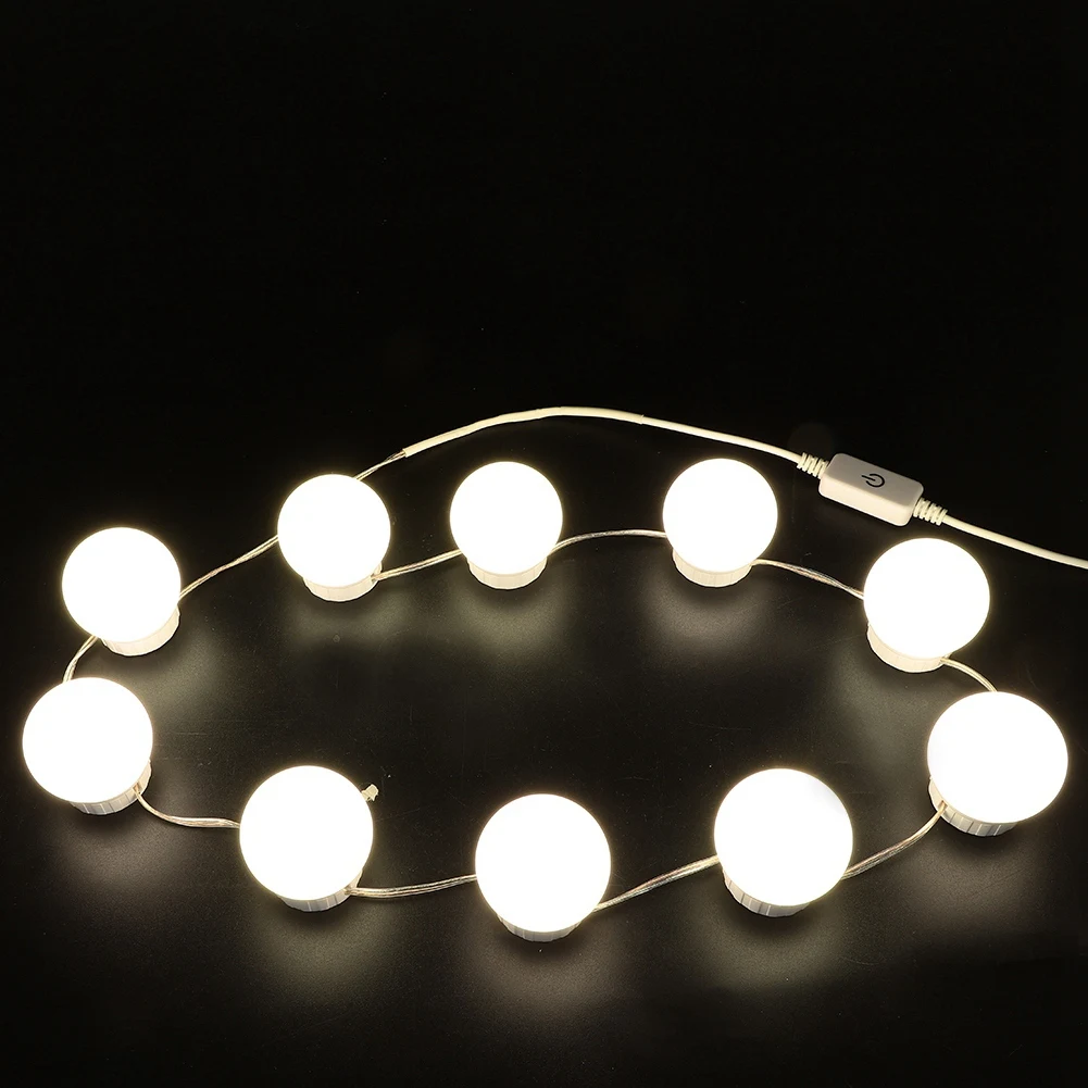 10 Bulbs 4 типа светодиодный светильник с зеркалом, косметический светильник с USB сенсорным выключателем, зеркальный светильник с линзой и головным светильником, косметический светильник - Цвет: 10 Bulbs