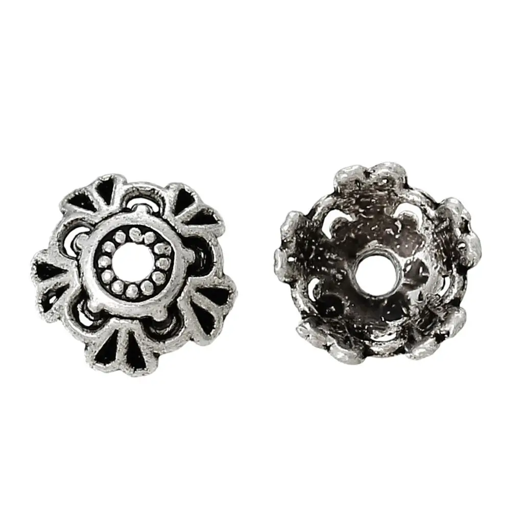 DoreenBeads Бусины Из Цинкового металлического сплава бусины с цветком античное