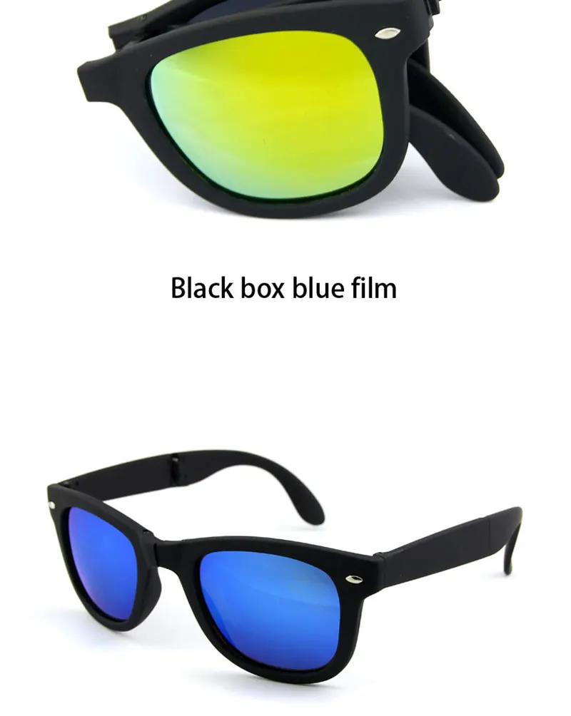 RBRARE Foldable Sunglasses With Box Vintage Classic Sun Glasses Men Shopping Travel Colorful UV400 Lunette De Soleil Femme