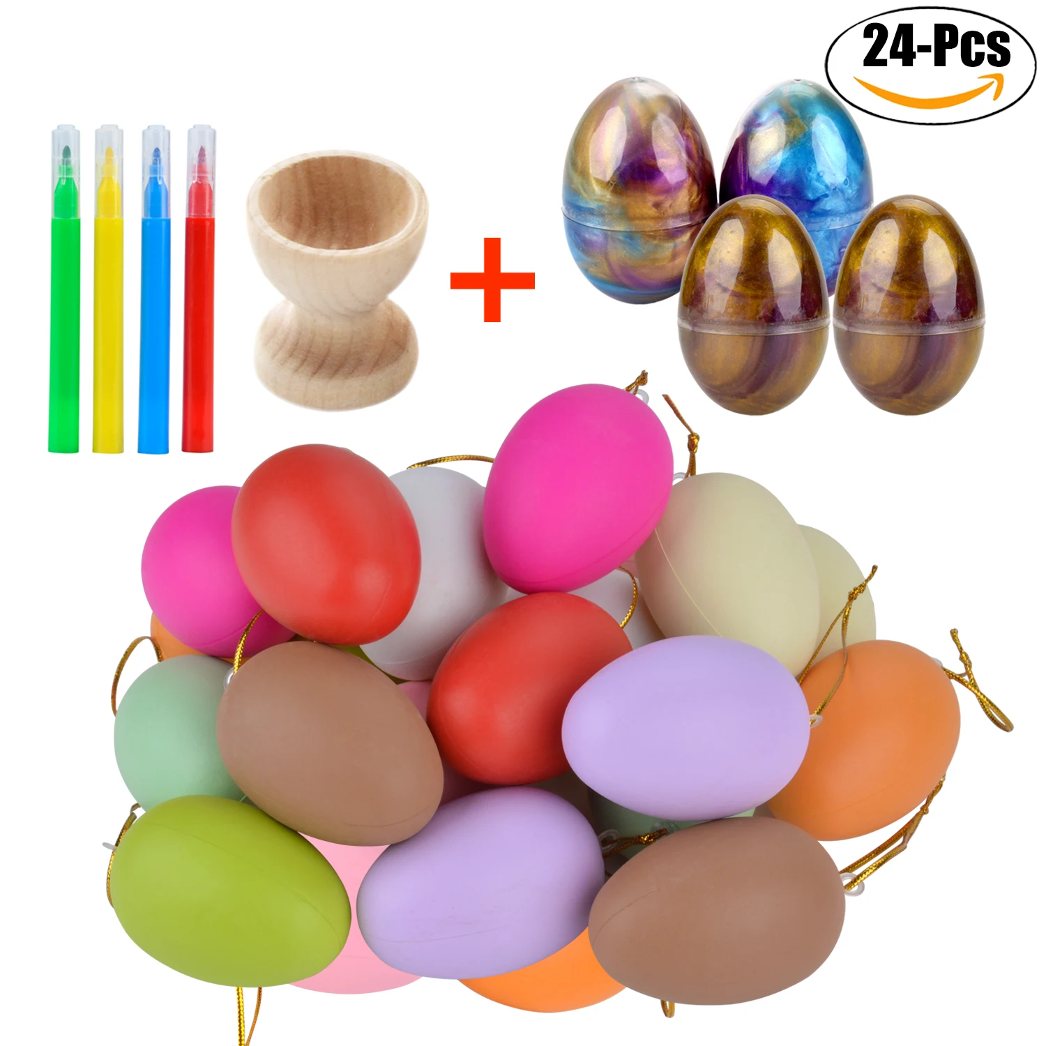 24 шт. пасхальные игрушки яйца DIY Искусственные с чашкой для яиц и 4 ручки рисования