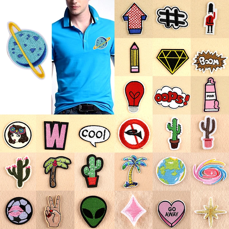 Популярные Модные нашивки 1 шт. вышитые термоклейкие значки тканевые сумки