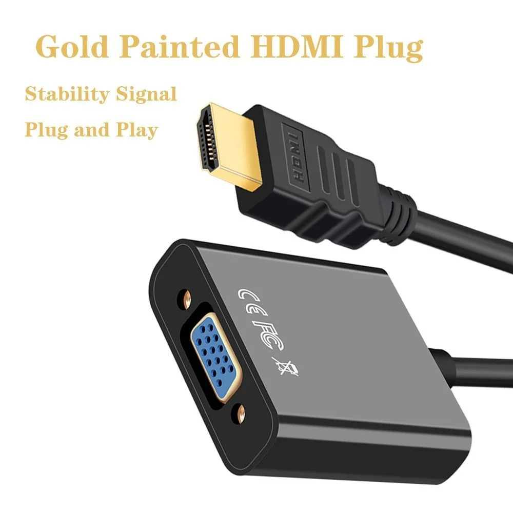 HDMI TO VGA Adapter, позолоченные высокого-Скорость 1080 P активным HDMI конвертер VGA адаптер мужчин и женщин для портативных ПК DVD HDTV