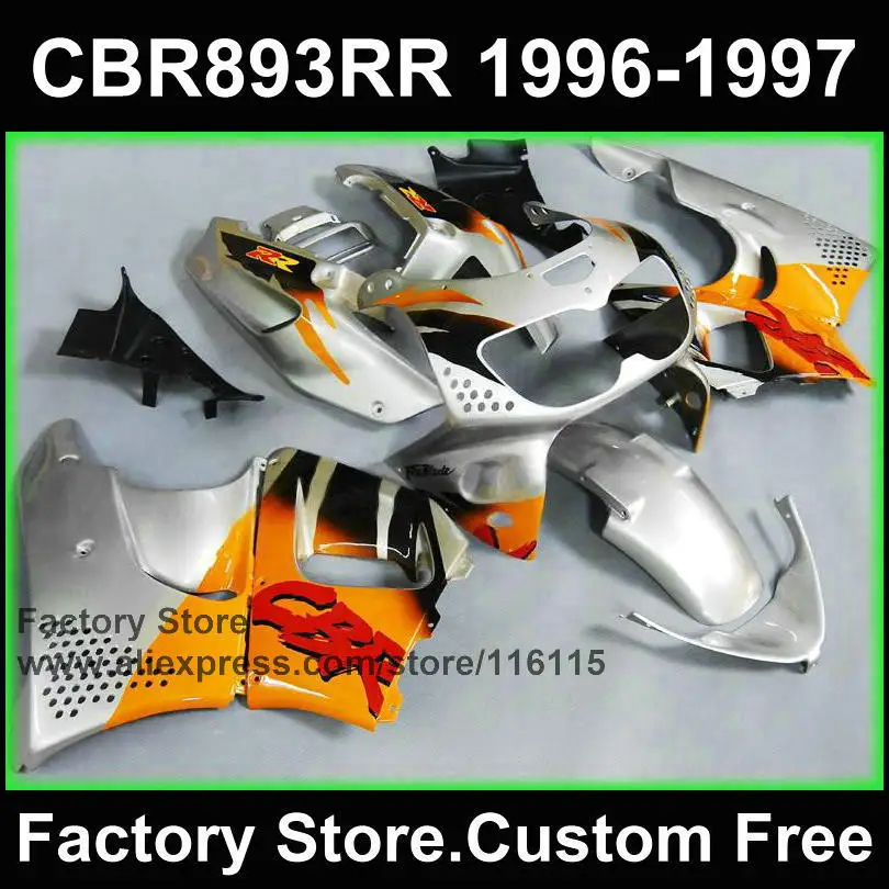 

7gifts aftermarket fairing parts for HONDA 1996 1997 CBR 900RR CBR 893RR 96 97 silver orange CBR 893 fairings