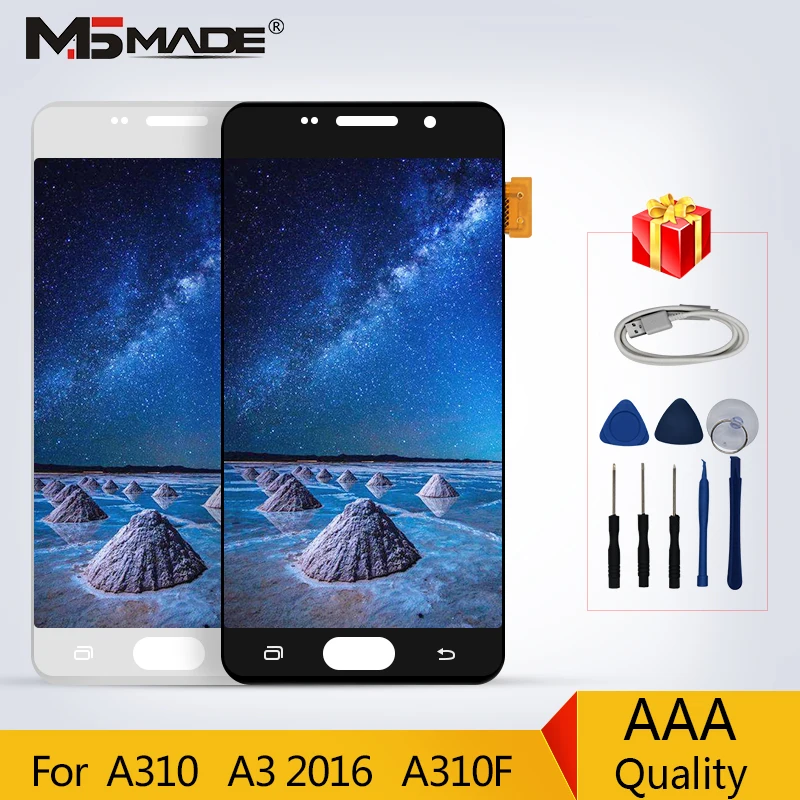 Супер AMOLED для samsung Galaxy A3 A310 ЖК-дисплей A310F A310H A310M A310Y ЖК-дисплей сенсорный экран дигитайзер Запасные части протестированы