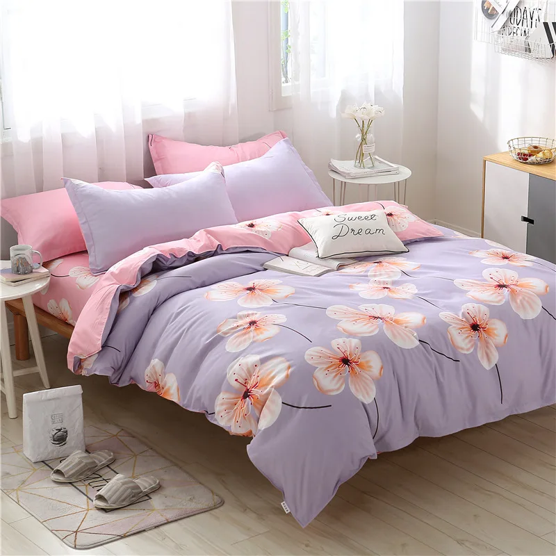 3/4 pcs Bedding Set Tropic Leaves Pattern Quilt Comforter Duvet Cover Adult Child Soft Cotton Bed Linens Single Queen King Size | Дом и сад