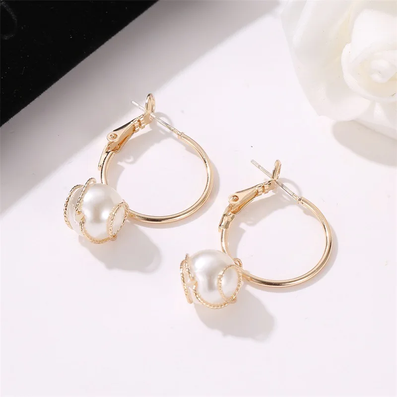 2019 новая Корейская версия простой серьги ретро темперамент обернутые жемчужные