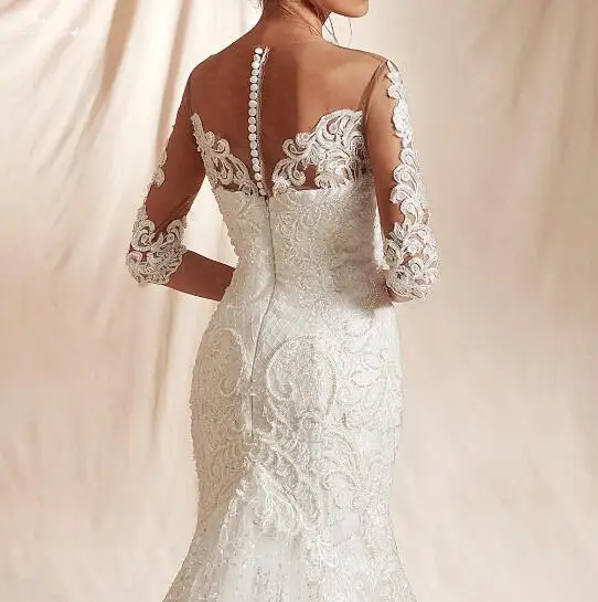 RSW1478 New Arrival Real Job Luxury Sequin Lattice Shine Glitters Fabric 3/4 Sleeves Mermaid Wedding Dress - Цвет: Многоцветный