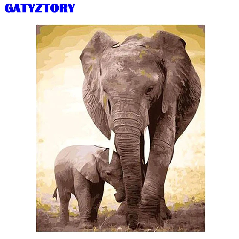

Frameless Elephant DIY Painting By Numbers Kits Acrylic Paint On Canvas Hand Painted Oil Painting For Living Room Artwork Gift