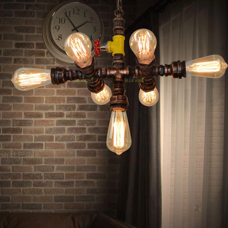 Водопровод падение деревенский подвесные светильники для Ханинг бар огни с 7