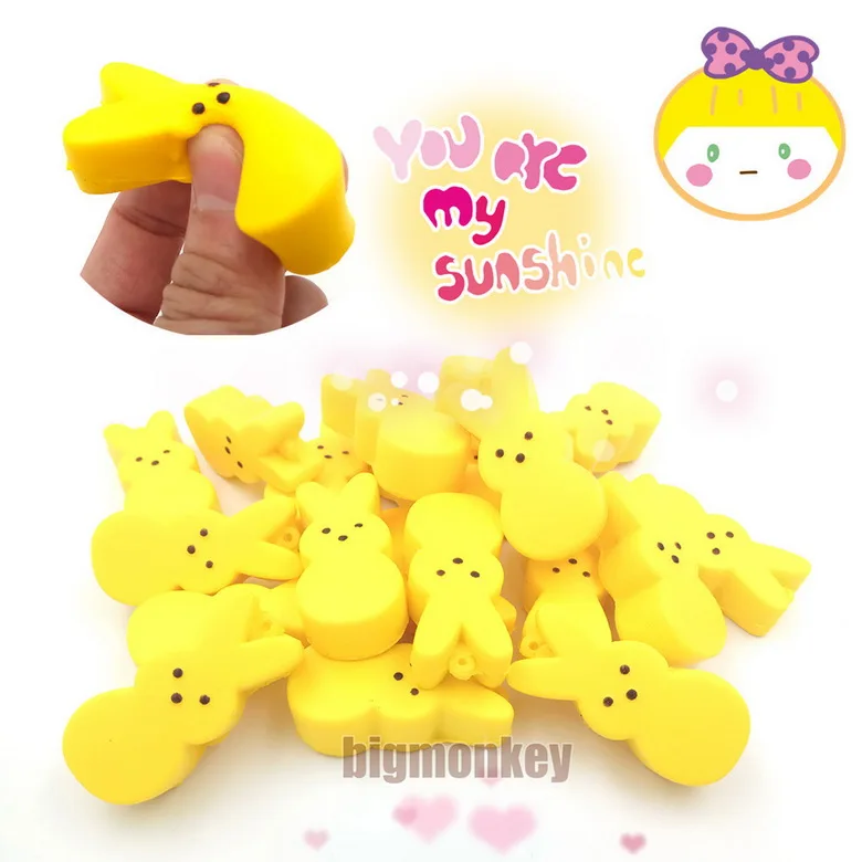 Новинка 1 шт. 5 см PU corful Kawaii Мини милое изображение желтого кролика медленно