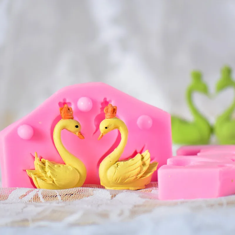 Силиконовые формы помадки лебедь форма торт декоративные приборы DIY Форма для