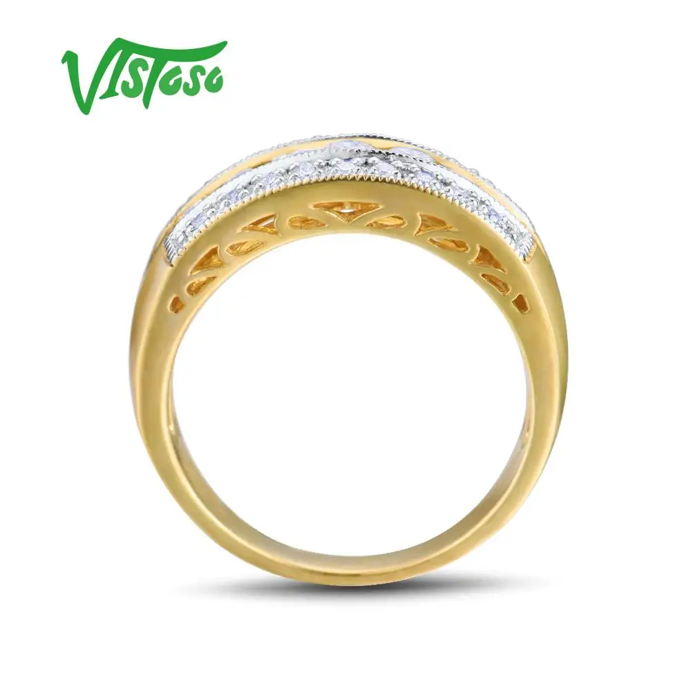 VISTOSO, золотые кольца для женщин, настоящее кольцо из 10 к желтого золота, сверкающий бриллиант, роскошное обручальное кольцо, хорошее ювелирное изделие