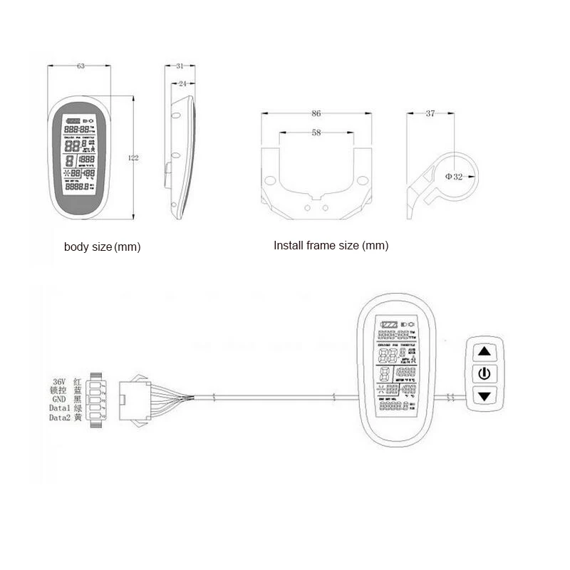 Дисплей KT LCD6 водонепроницаемый 24 72 в 250 3000 Вт с функцией USB зарядки|Аксессуары для
