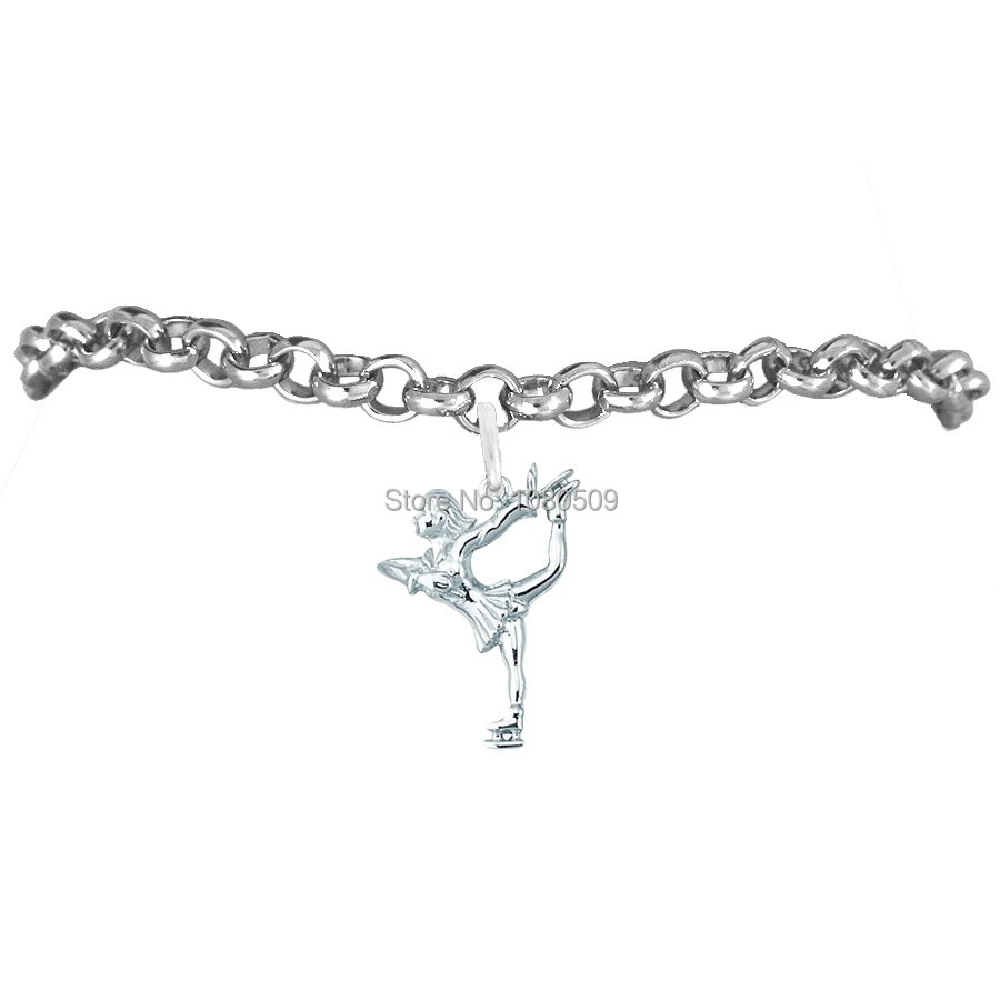 Gift 30pcs/lot Zinc Alloy Silver Plated Elegant Skating Girl Sporty Bracelet | Украшения и аксессуары