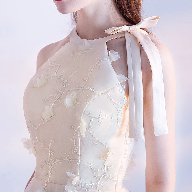 Вечернее платье цвета шампанского 2018 милые вечерние платья с цветами на