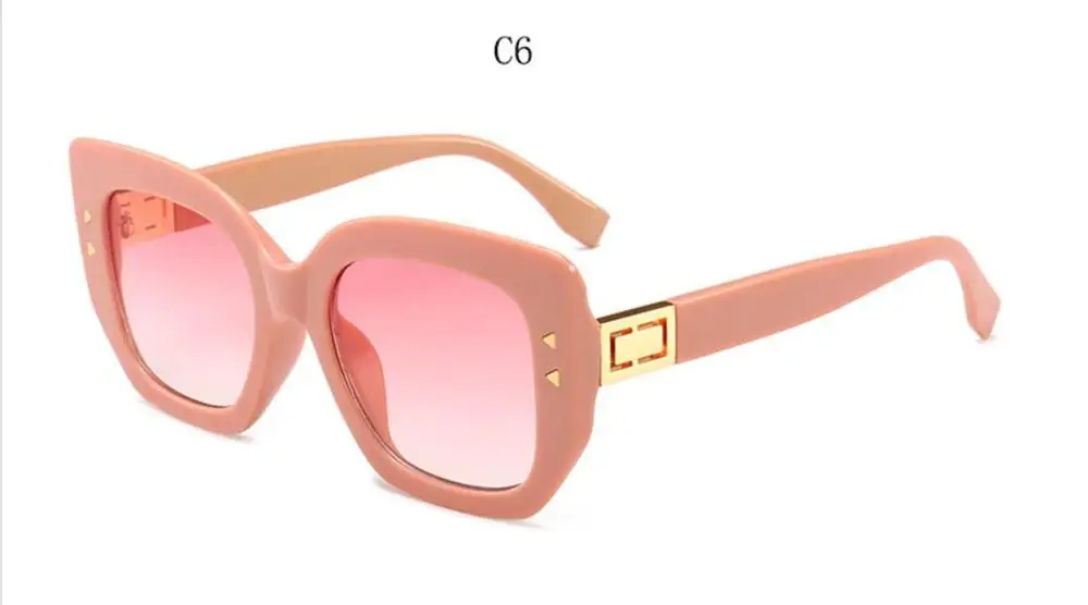 C6 pink pink Сексуальные роскошные негабаритные солнцезащитные очки с заклепками, Женские Ретро брендовые Дизайнерские Большие Квадратные Солнцезащитные очки, Женские винтажные очки UV400 - Цвет линз: C6 pink pink