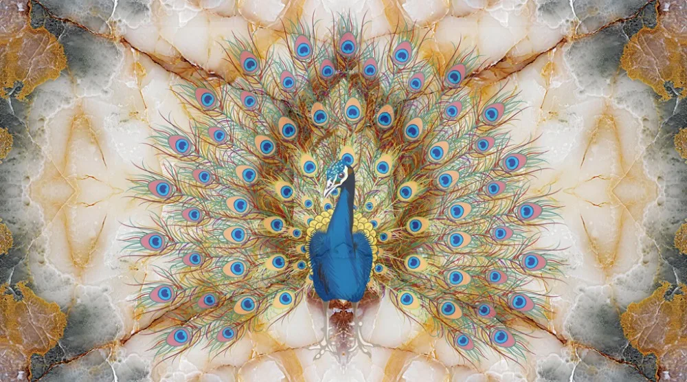 Современные занавески на заказ с 3d мраморным павлином кухонные короткие шторы