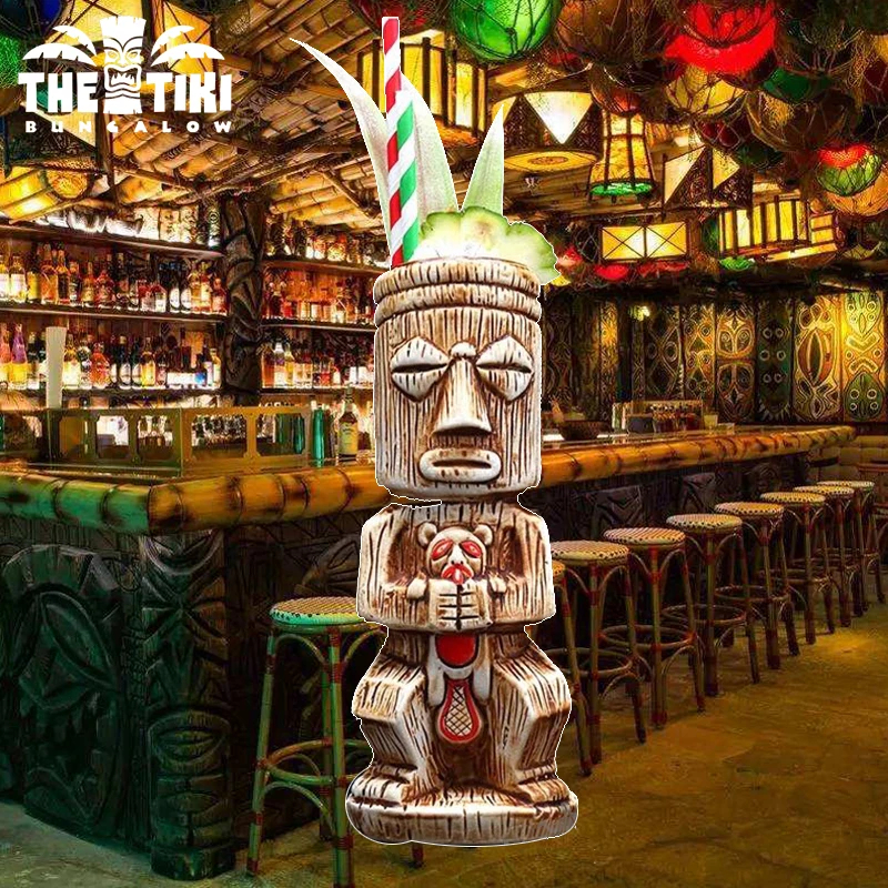 Tiki Mug Hawaii 480ml Milk Tea Cocktail Cup Beer Beverage Coffee Wine Mugs Ceramic Easter Islander Bar Tool Hot Feast Party | Дом и сад