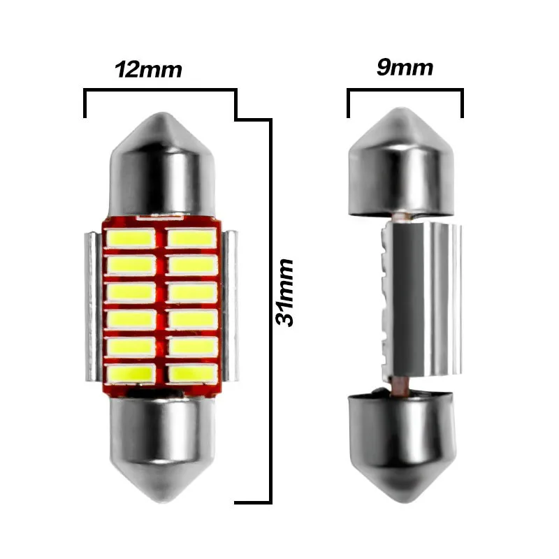31mm-12SMD OKEEN, автомобильный стиль, гирлянда, 31 мм, 36 мм, 39 мм, 42 мм, светодиодный светильник, супер яркий, 4014 SMD, Canbus, без ошибок, для чтения, интерьерная лампа Doom - Испускаемый цвет: 31mm-12SMD
