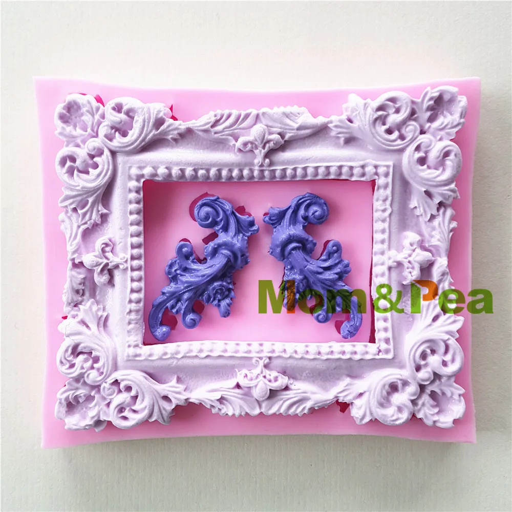 

Mom&Pea 0996 Free Shipping Rectangle Shaped Frame Silicone Mold Cake Decoration Fondant Cake 3D Mold Food Grade