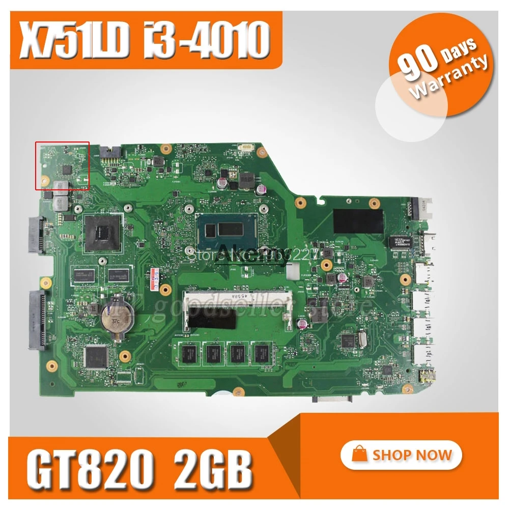 X751LD материнская плата REV: 2 0 I3 4010 GT820 DDR3 для For Asus R752L X751L X751LN ноутбука плата|motherboard for