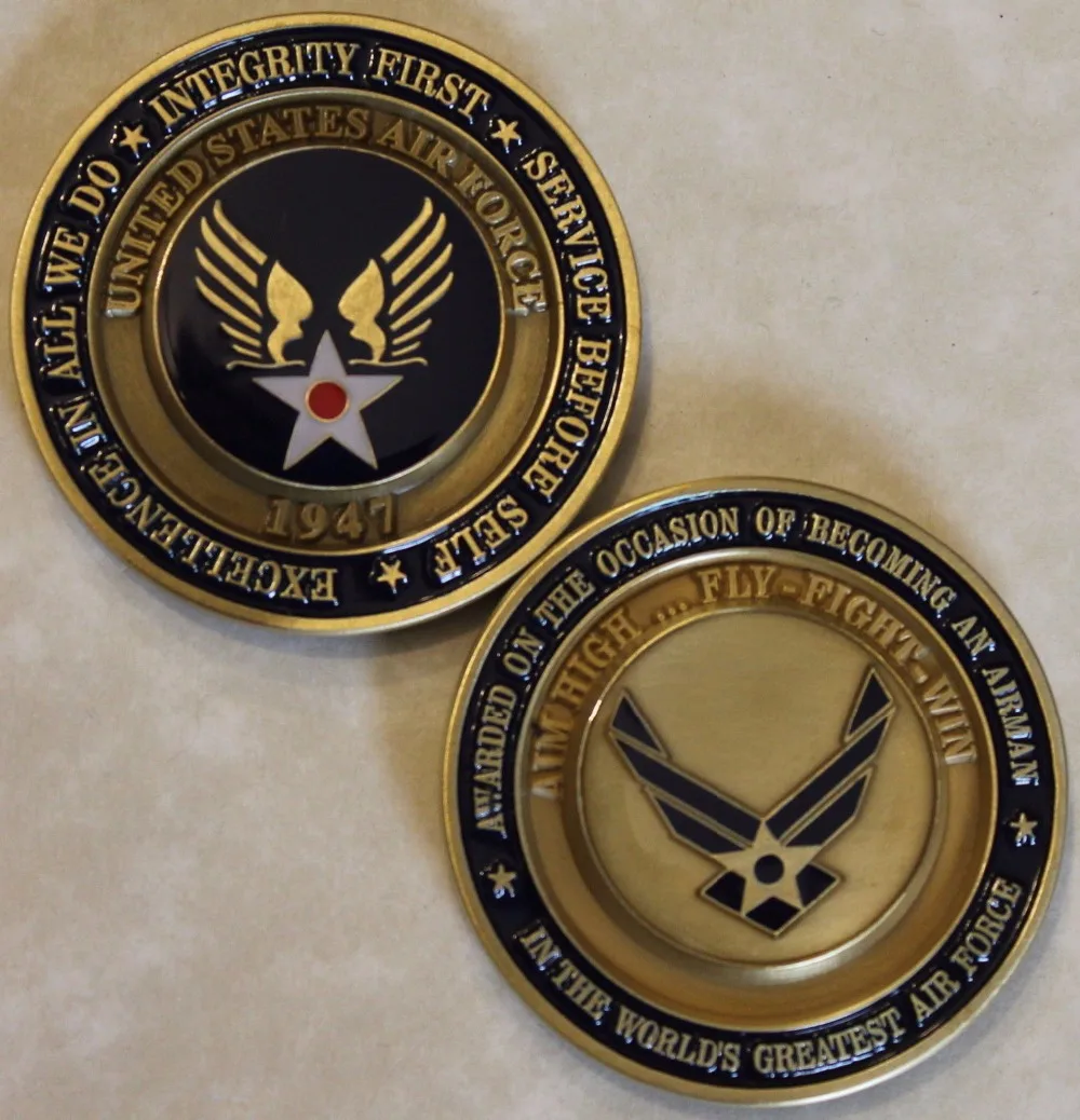 Пневматическая награда Airman Aim High. .. Fly Fight Win Military Challenge Coin 50 шт./лот бесплатная
