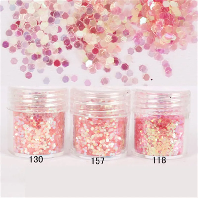 3Pcs Gradient Glitter Powder Set 10ml Pink Hexagon Nail Sequins Paillettes Tips Manicure Art Decorations Dipping | Красота и здоровье