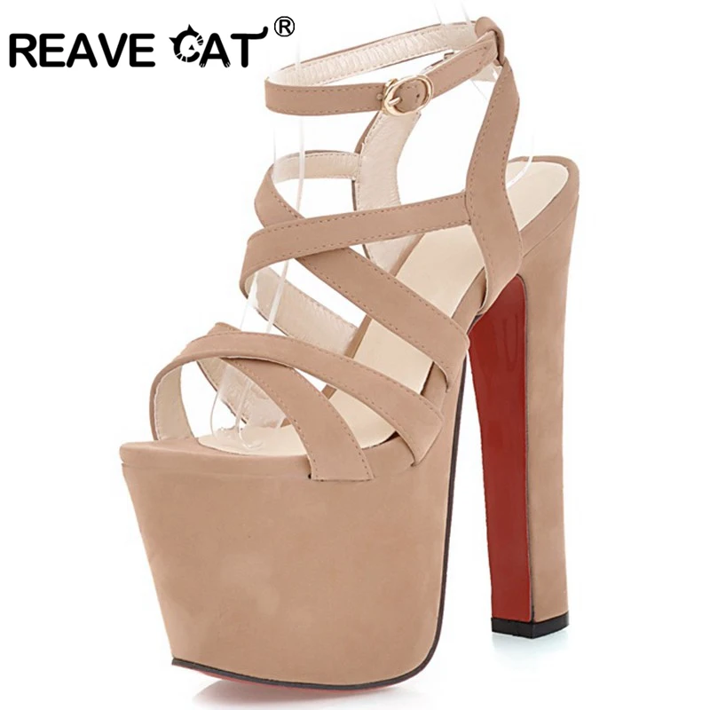 Женские босоножки REAVE CAT на высоком каблуке женские Босоножки 15 см платформе 6 с