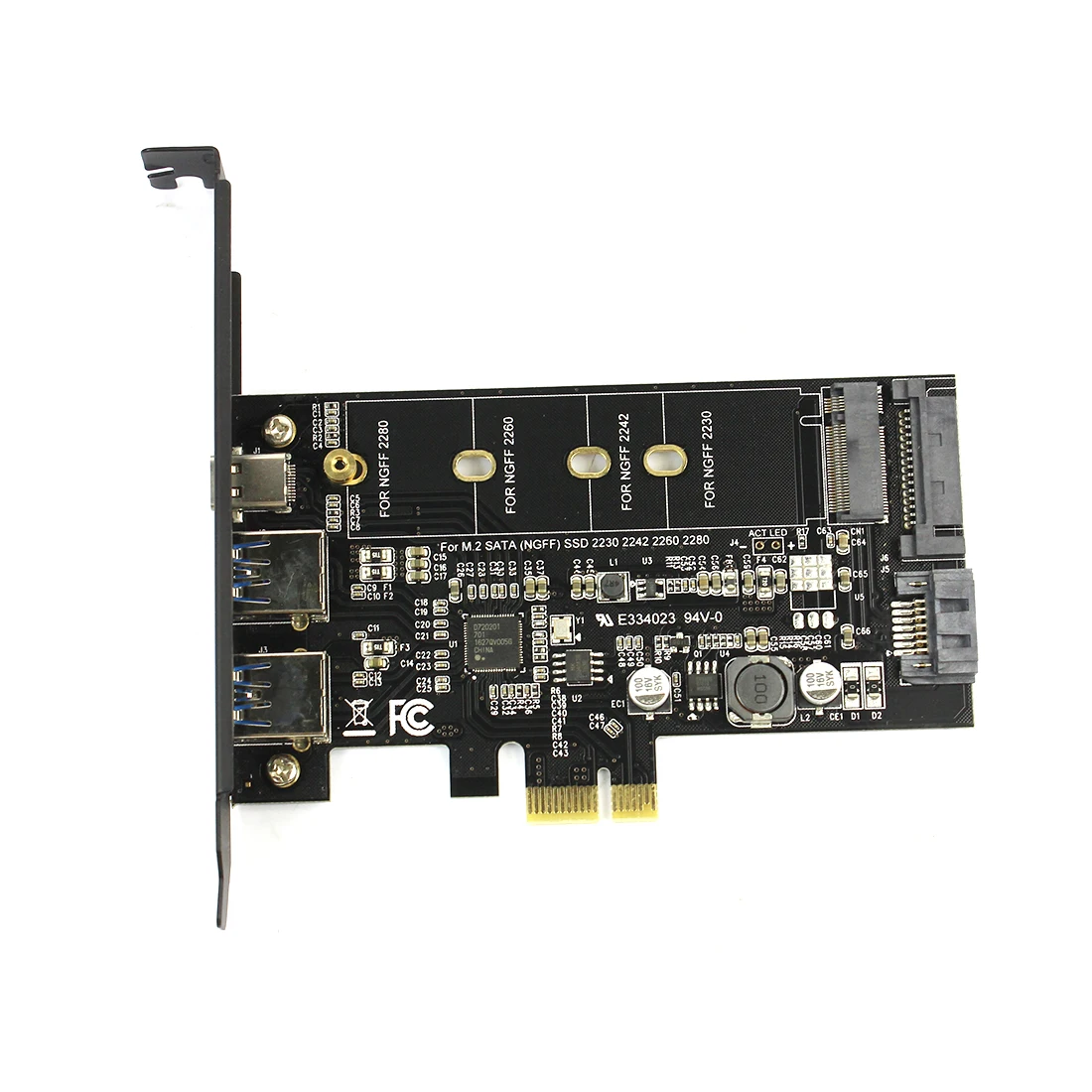 

M2 SATA B Key to PCI-e 3.0 Controller Converter Riser Card 2x USB3.0 & Type-c M.2 PCIe Adapter for 2280 2260 2242 2230 for NGFF