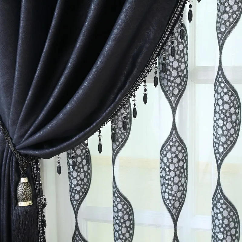 Черные экологически чистые плотные шторы из плотной ткани золотые занавески для