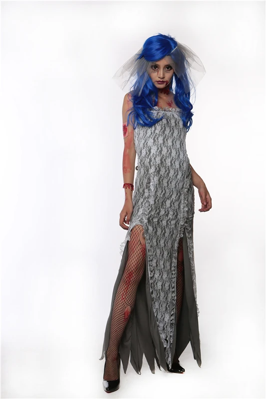 Женское страшное кружевное платье на Хэллоуин костюм зомби смерти Джокера ужаса