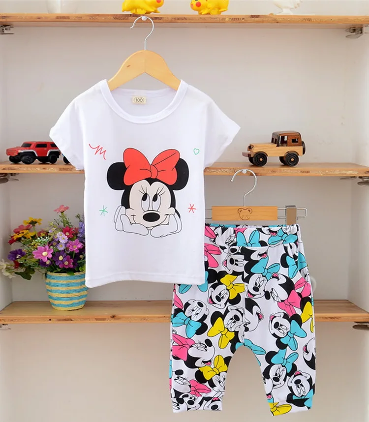 Комплекты летней одежды с Мини для девочек футболка и шорты Спортивные костюмы