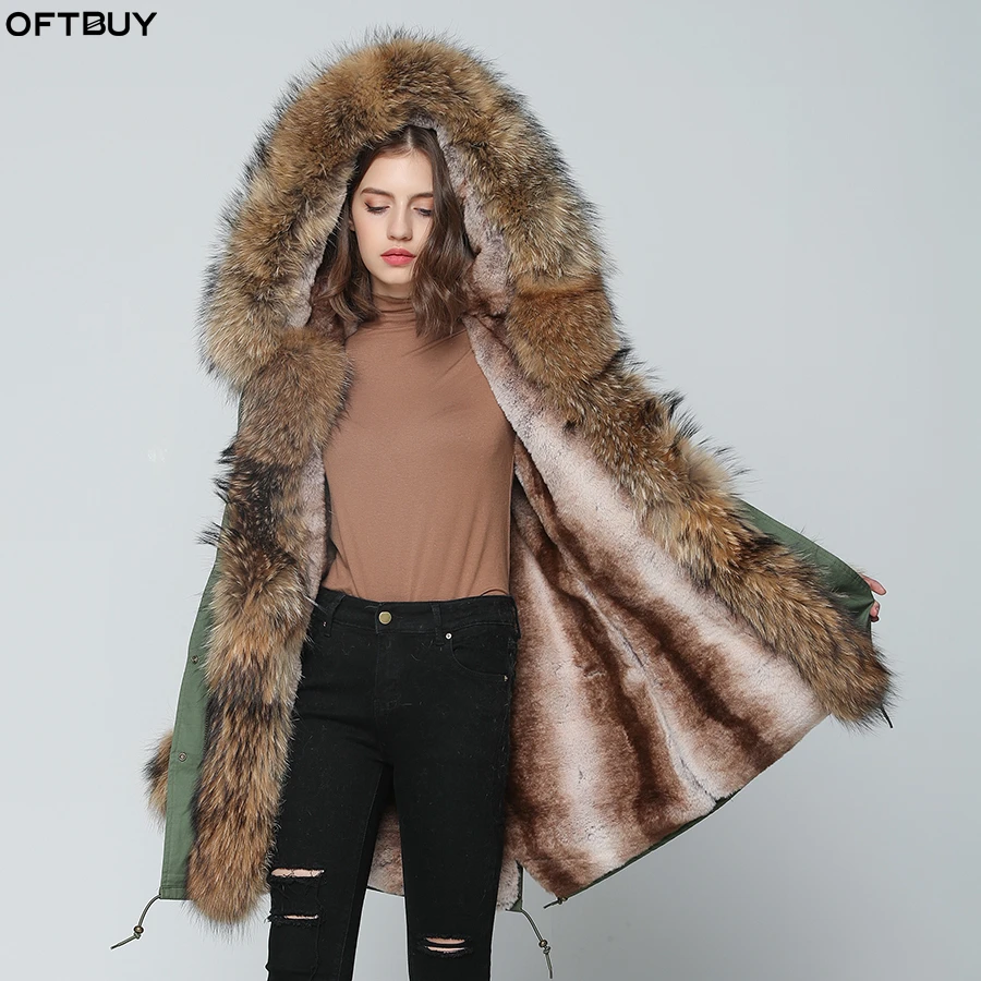 Женская длинная парка с капюшоном OFTBUY уличная теплая куртка толстой подкладкой и